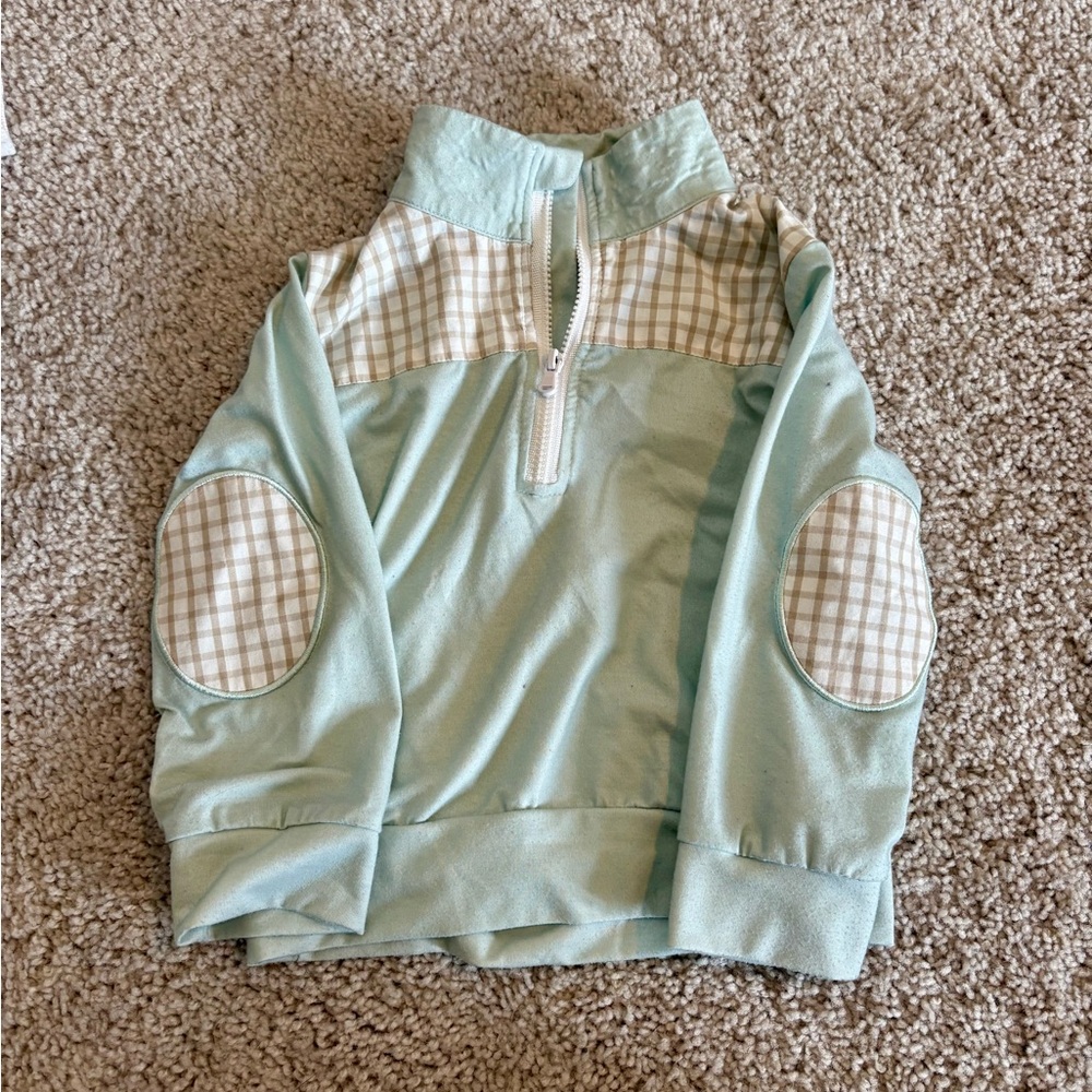 Kids Mint Green Checkered Pullover